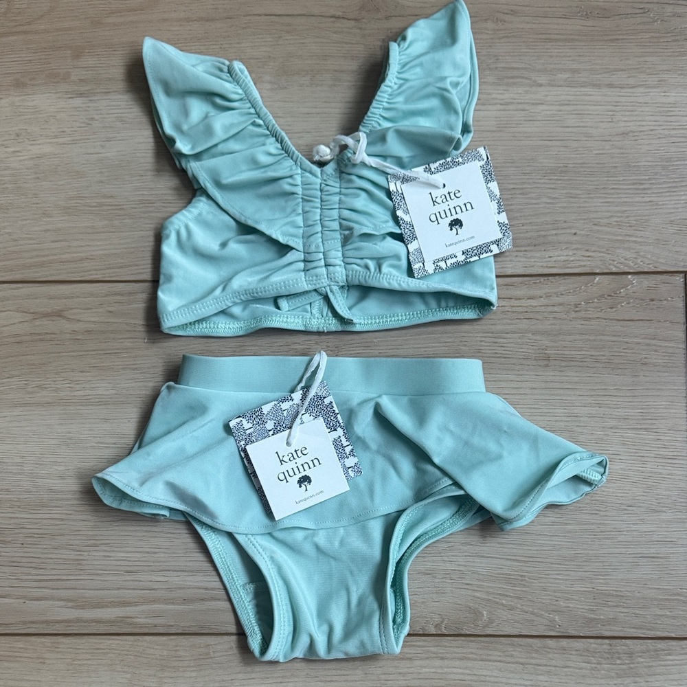 kate quinn Mint Ruffle Two-Piece Swim Set SZ 12-18 Month NWT